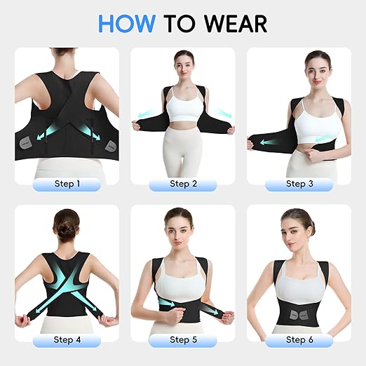 babaka Posture Corrector for Women, Invisible Lightweight Adjustable Back Brace for Upper and Lower Back Pain Relief, Hunchback, Hump, Scoliosis, Thoracic, Spine Corrector Under Clothes (Black, Small, Waist: 25''-30'')