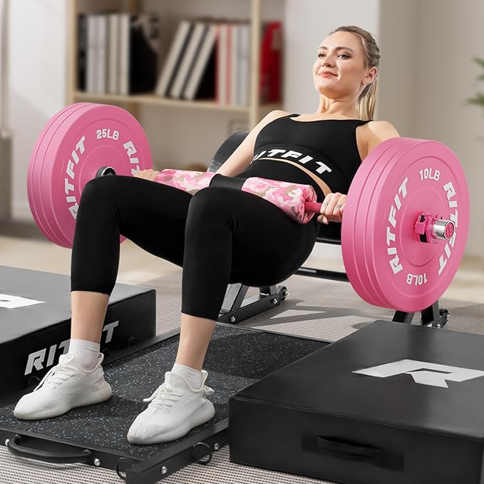 RitFit Barbell Weight Set - 4/6FT Olympic Barbell with Weight Plates (55-115LB Total) - Weightlifting Equipment for Squats, Curls, Deadlifts, Presses, Hip Thrusts