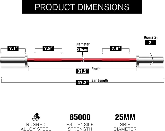 RitFit Barbell Weight Set - 4/6FT Olympic Barbell with Weight Plates (55-115LB Total) - Weightlifting Equipment for Squats, Curls, Deadlifts, Presses, Hip Thrusts
