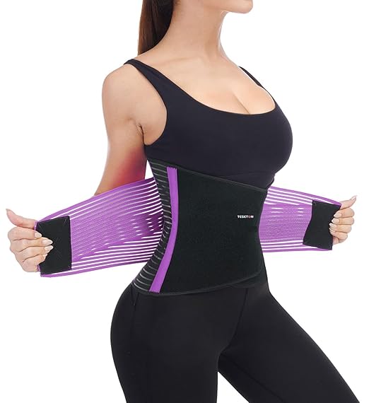 TESETON Back Support Brace Belt for Men & Women, Breathable Lumbar Support Belt, scoliosis back brace, Waist Relax Lower Back Pain & Sciatica Pain Relief with 8 reinforced Bones 02 Purple-M