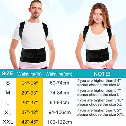 Back Brace Posture Corrector for Women and Men, Relief for Waist, Back and Shoulder Pain, Adjustable and Breathable, Improve Posture XL(37"-42")