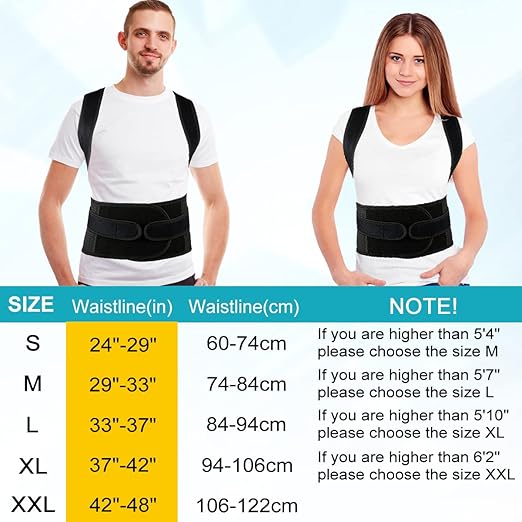 Back Brace Posture Corrector for Women and Men, Relief for Waist, Back and Shoulder Pain, Adjustable and Breathable, Improve Posture L(33"-37")