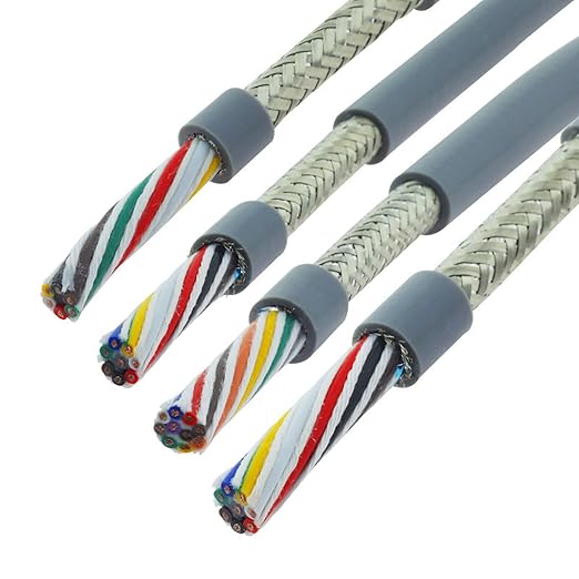 8/10 Core Shielded Drag Chain Cable 20/18 AWG 16ft, Continuous Flex Control Cable, Flexible OFC Copper Wire, -40°C to 105°C, Wear Resistant for CNC Robotics Automation Equipment(32FT,18AWG-10C)