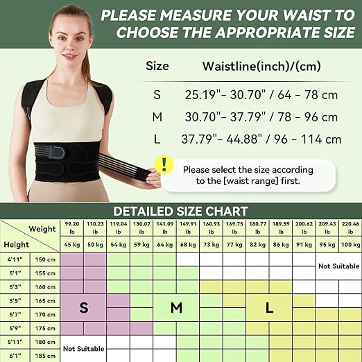 Back Brace Posture Corrector for Women and Men, 4-Point Back Support System for Upper/Lower Back Pain Relief, Scoliosis & Hunchback Correction, Adjustable & Breathable Shoulder Straightener, Large