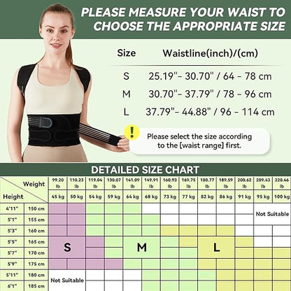 Back Brace Posture Corrector for Women and Men, 4-Point Back Support System for Upper/Lower Back Pain Relief, Scoliosis & Hunchback Correction, Adjustable & Breathable Shoulder Straightener, Large