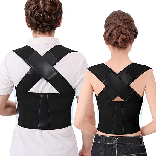 Posture Corrector for Women and Men Plus Size Full Back Support Brace Straightener Scoliosis Spine Upper Back Pain Relief Adjustable Shoulder Instant Posture Corrector with Hunchback Black XXX-Large