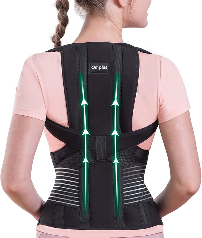 Omples Posture Corrector for Women and Men Thoracic Back Brace Straightener Shoulder Upright Support Trainer for Body Correction and Neck Pain Relief, X-Large (waist 42-47 inch)