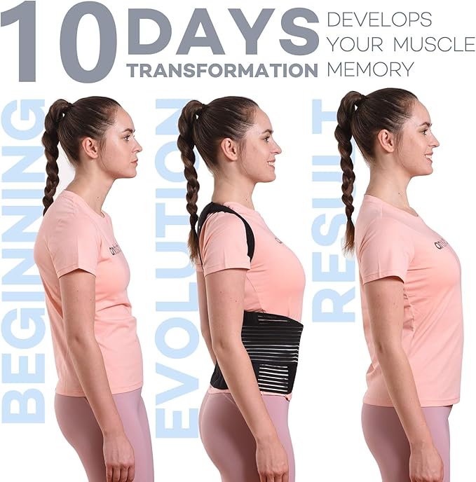 Omples Posture Corrector for Women and Men Thoracic Back Brace Straightener Shoulder Upright Support Trainer for Body Correction and Neck Pain Relief, Large (waist 39-42 inch)