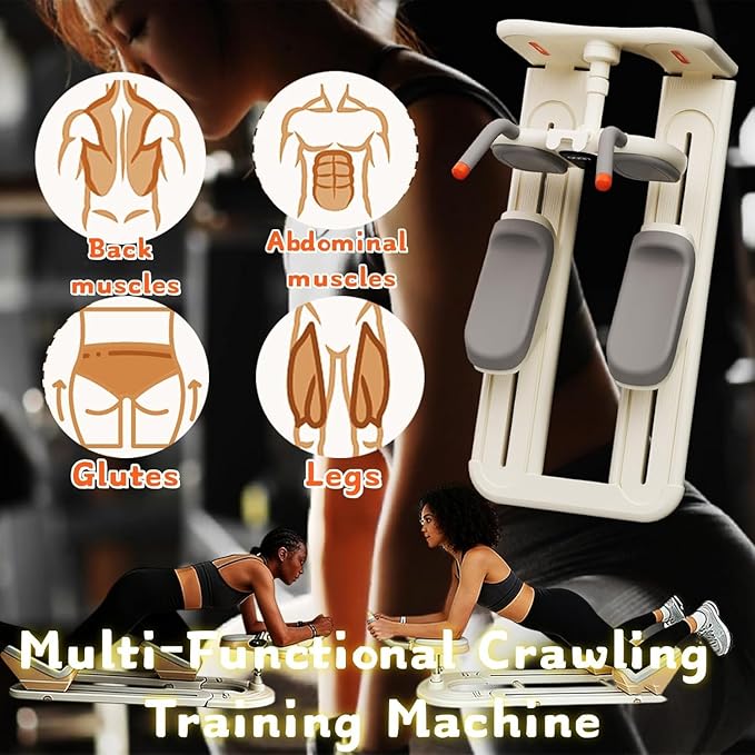 Crawling Training Machine Spine Twist & Stretch Trainer Effective Waist & Spine Workout, 3 Adjustable Height LED Counter 230kg Capacity,Detachable,for Full-Body Workout (Black, 57in)