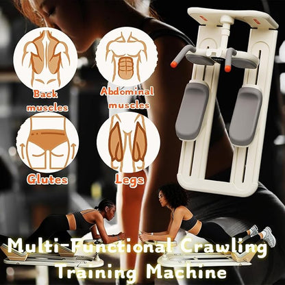 Crawling Training Machine Spine Twist & Stretch Trainer Effective Waist & Spine Workout, 3 Adjustable Height LED Counter 230kg Capacity,Detachable,for Full-Body Workout (Black, 57in)