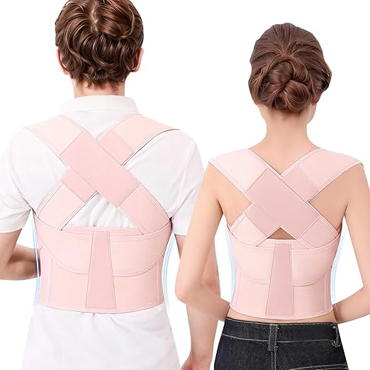 Posture Corrector for Women and Men Plus Size Full Back Support Brace Straightener Scoliosis Spine Upper Back Pain Relief Adjustable Shoulder Instant Posture Corrector with Hunchback Pink Medium
