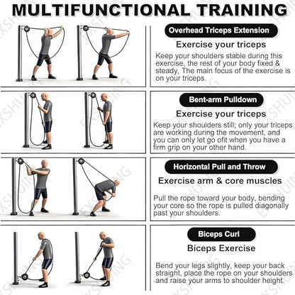 Endless Rope Trainer, Pulley Cable Machine System, Adjustable Resistance 3-30kg (6.6-66lb), Full Body Workout Tool, Pull Rope Fitness Training for Grip, Arms, Body Coordination