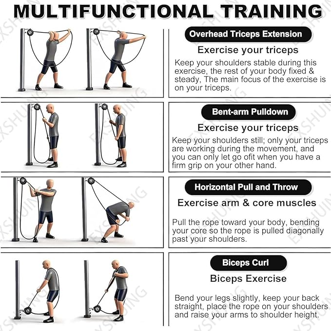 Endless Rope Trainer, Portable Cable Pulley System With 3-30kg Resistance, 4m/14ft Closed-Loop Rope, Full Body Gym For Hiit, Cardio & Strength, Quick Hook Mount On Door Tree Pole