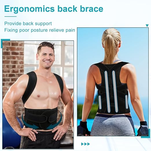 Back Brace Posture Corrector for Women and Men, Relief for Waist, Back and Shoulder Pain, Adjustable and Breathable, Improve Posture L(33"-37")
