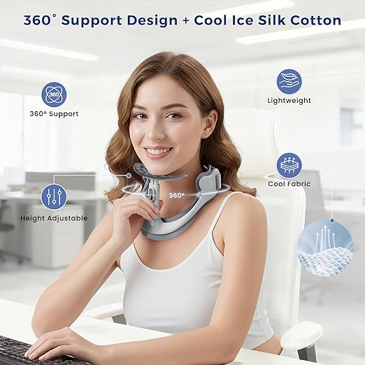 Posture Corrector for Neck & Cervical Spine Alignment - 360° Adjustable Neck Collar with 28 Levels, Memory Foam Support for Pain Relief, Tech Neck, Hump & Forward Head Posture