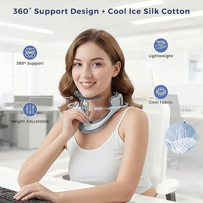 Posture Corrector for Neck & Cervical Spine Alignment - 360° Adjustable Neck Collar with 28 Levels, Memory Foam Support for Pain Relief, Tech Neck, Hump & Forward Head Posture