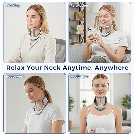 Posture Corrector for Neck & Cervical Spine Alignment - 360° Adjustable Neck Collar with 28 Levels, Memory Foam Support for Pain Relief, Tech Neck, Hump & Forward Head Posture
