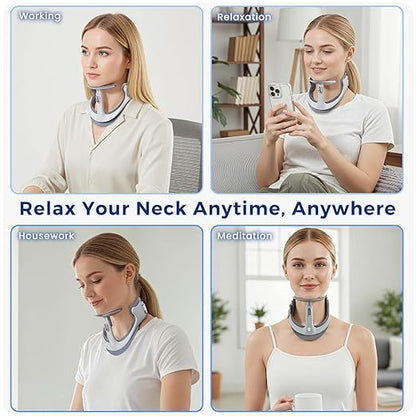 Posture Corrector for Neck & Cervical Spine Alignment - 360° Adjustable Neck Collar with 28 Levels, Memory Foam Support for Pain Relief, Tech Neck, Hump & Forward Head Posture