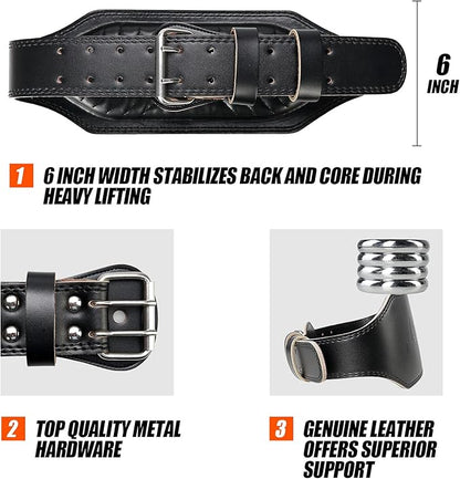 Genuine Leather Weight Lifting Belt for Men Gym Weight Belt Lumbar Back Support Powerlifting Weightlifting Heavy Duty Workout Training Strength Training Equipment