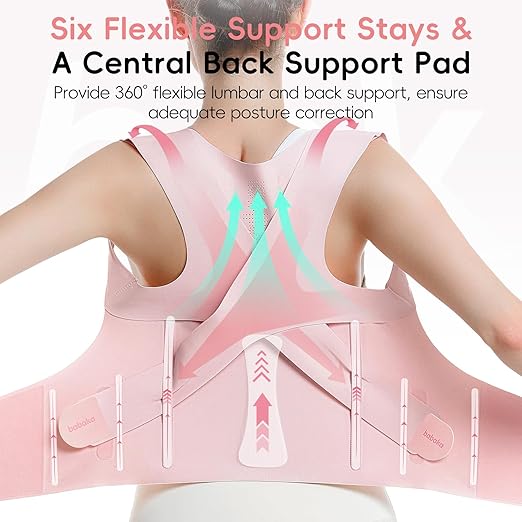 babaka Posture Corrector for Women, Invisible Lightweight Adjustable Back Brace for Upper and Lower Back Pain Relief, Hunchback, Hump, Scoliosis, Thoracic, Spine Corrector Under Clothes (Pink, Small, Waist: 25''-30'')