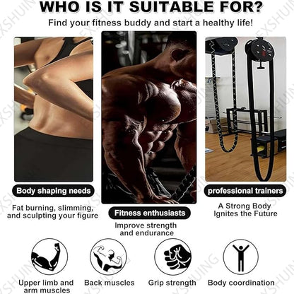 Endless Rope Trainer, Pulley Cable Machine System, Adjustable Resistance 3-30kg (6.6-66lb), Full Body Workout Tool, Pull Rope Fitness Training for Grip, Arms, Body Coordination