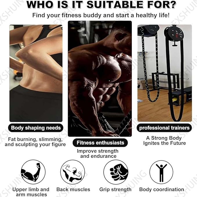 Endless Rope Trainer, Portable Cable Pulley System With 3-30kg Resistance, 4m/14ft Closed-Loop Rope, Full Body Gym For Hiit, Cardio & Strength, Quick Hook Mount On Door Tree Pole