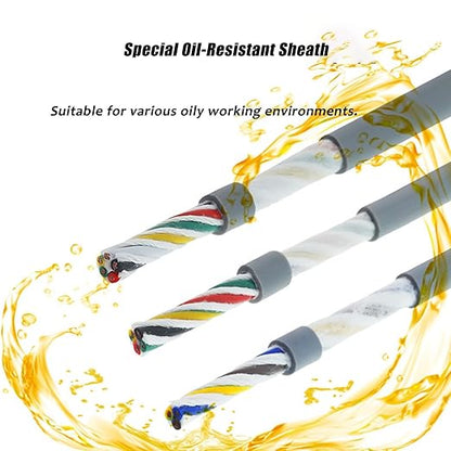 8/10 Core Shielded Drag Chain Cable 20/18 AWG 16ft, Continuous Flex Control Cable, Flexible OFC Copper Wire, -40°C to 105°C, Wear Resistant for CNC Robotics Automation Equipment(50FT,18AWG-10C)