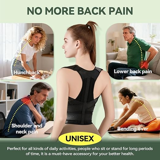 Back Brace Posture Corrector for Women and Men, 4-Point Back Support System for Upper/Lower Back Pain Relief, Scoliosis & Hunchback Correction, Adjustable & Breathable Shoulder Straightener, Large