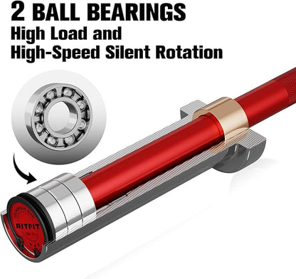 RitFit Barbell Weight Set - 4/6FT Olympic Barbell with Weight Plates (55-115LB Total) - Weightlifting Equipment for Squats, Curls, Deadlifts, Presses, Hip Thrusts