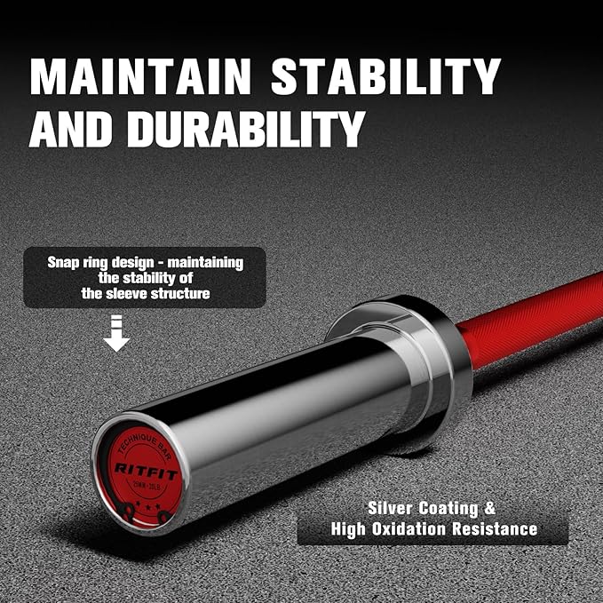 RitFit Barbell Weight Set - 4/6FT Olympic Barbell with Weight Plates (55-115LB Total) - Weightlifting Equipment for Squats, Curls, Deadlifts, Presses, Hip Thrusts