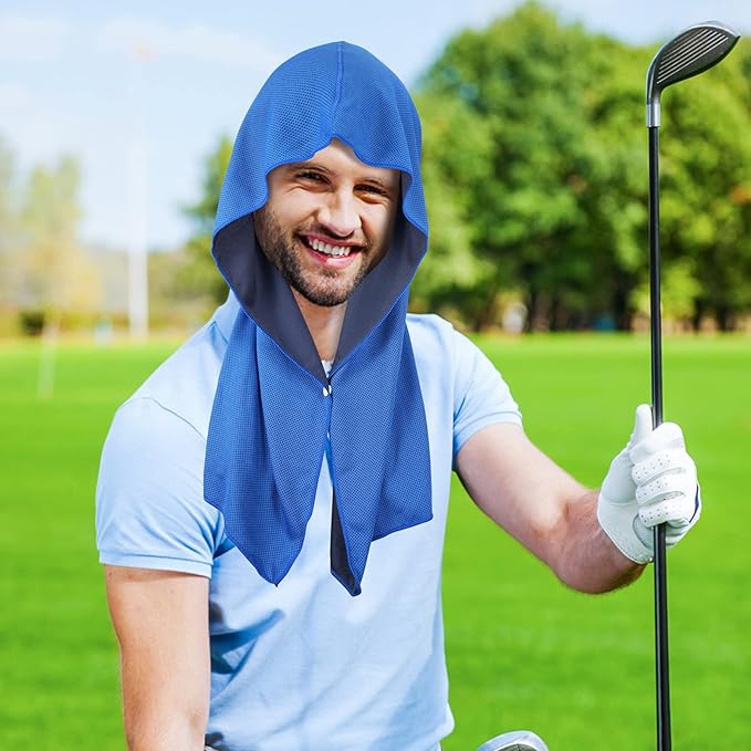 Sukeen Cooling Hoodie Towel for Men, Quick Drying Cooling Towels for Neck and Face, Cooling Head Towels Stay Chill Towel, Sport Workout Cooling Neck Wrap for Hot Weather