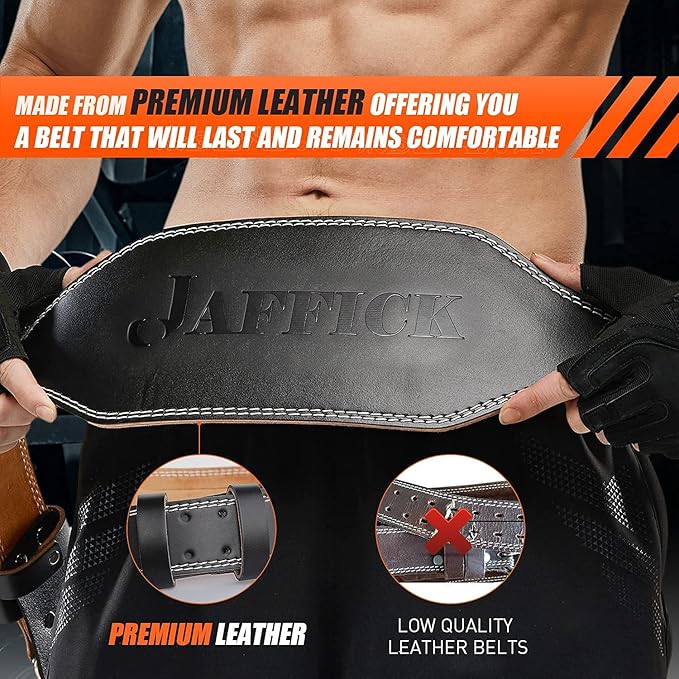 Genuine Leather Weight Lifting Belt for Men Gym Weight Belt Lumbar Back Support Powerlifting Weightlifting Heavy Duty Workout Training Strength Training Equipment