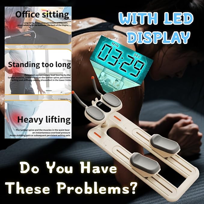 Crawling Training Machine Spine Twist & Stretch Trainer Effective Waist & Spine Workout, 3 Adjustable Height LED Counter 230kg Capacity,Detachable,for Full-Body Workout (Black, 57in)