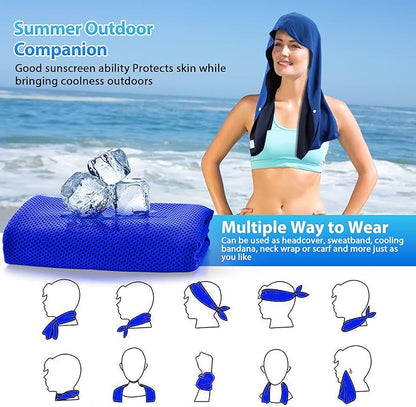 Sukeen Cooling Hoodie Towel for Men, Quick Drying Cooling Towels for Neck and Face, Cooling Head Towels Stay Chill Towel, Sport Workout Cooling Neck Wrap for Hot Weather