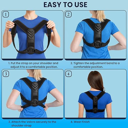Posture Corrector for Men & Women – Adjustable Back Brace for Shoulder, Neck & Upper Back Support – Breathable, Comfortable, Invisible Under Clothing – Helps Relieve Back, Neck & Shoulder Pain