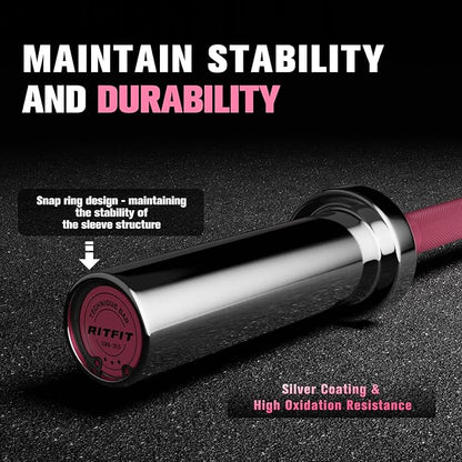 RitFit Barbell Weight Set - 4/6FT Olympic Barbell with Weight Plates (55-115LB Total) - Weightlifting Equipment for Squats, Curls, Deadlifts, Presses, Hip Thrusts