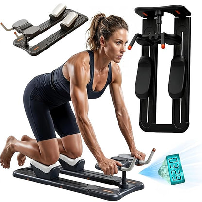 Crawling Training Machine Spine Twist & Stretch Trainer Effective Waist & Spine Workout, 3 Adjustable Height LED Counter 230kg Capacity,Detachable,for Full-Body Workout (Black, 57in)