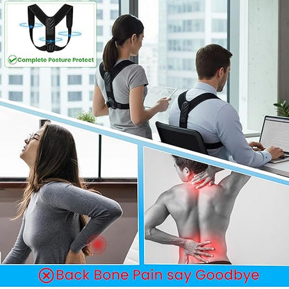 Posture Corrector for Men & Women – Adjustable Back Brace for Shoulder, Neck & Upper Back Support – Breathable, Comfortable, Invisible Under Clothing – Helps Relieve Back, Neck & Shoulder Pain